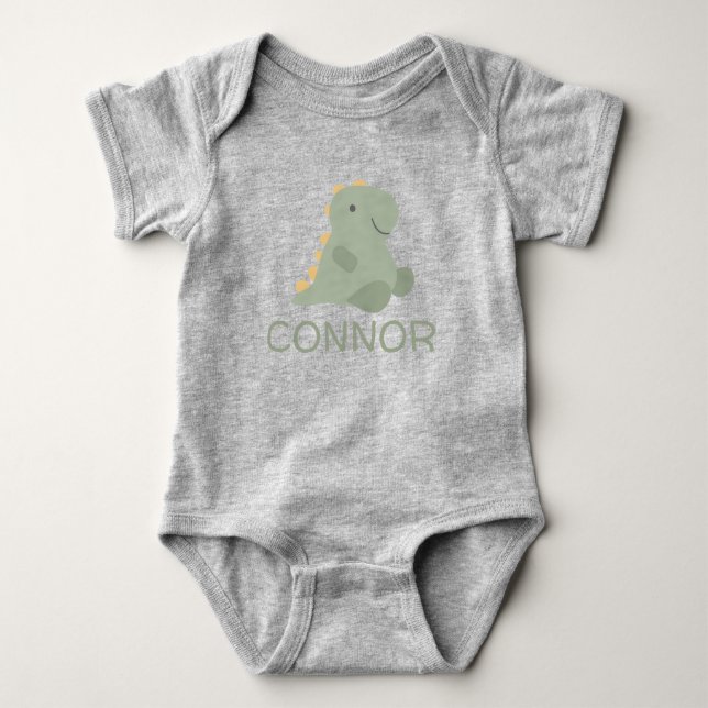 Personalised Cute Dinosaur Baby Bodysuit (Front)