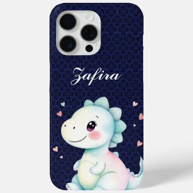Personalised Cute Dinosaur iphone case 15 pro (Back)