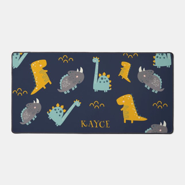 Personalised Cute Dinosaur Kid's Desk Mat (Front)