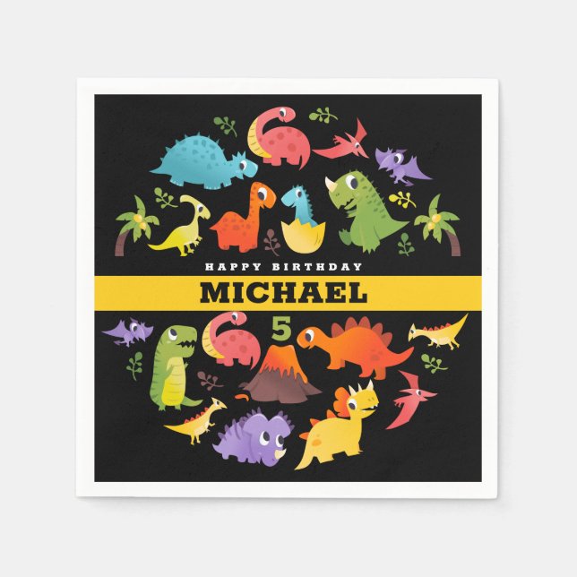 Personalised Cute Dinosaur Napkin (Front)