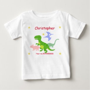 Personalised Cute Dinosaurs Baby T-Shirt