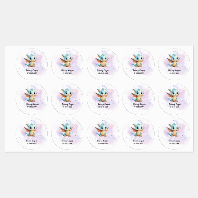 Personalised Cute dinosaurs,Name,Phone number (Sheet)