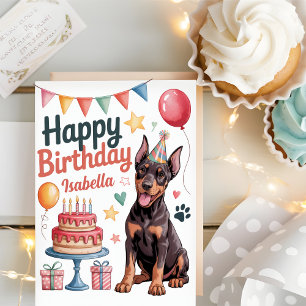 Personalised Cute Doberman Dog Birthday Card