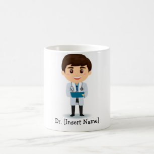 Personalised Cute Doctor, Brunette Male Coffee Mug