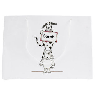 Personalised Cute Dog Acrobat  Large Gift Bag