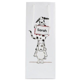 Personalised Cute Dog Acrobat Wine Gift Bag