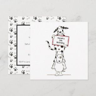 Personalised Cute Dog Acrobats Birthday Invitation