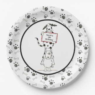 Personalised Cute Dog Acrobats Birthday Paper Plate