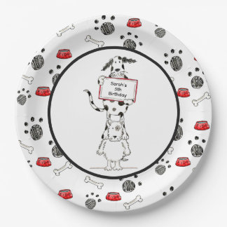 Personalised Cute Dog Acrobats Birthday Paper Plate