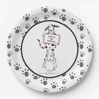 Personalised Cute Dog Acrobats Birthday Paper Plate