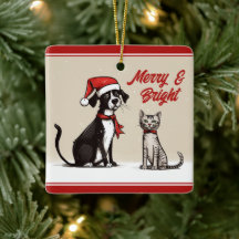 Personalised Cute Dog and Cat Christmas