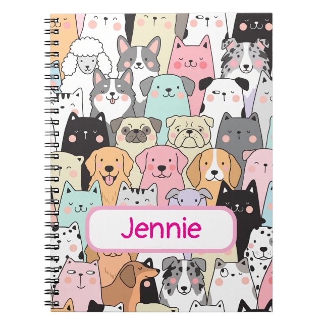 Personalised Cute Dog Cartoon Pattern Notebook (Front)