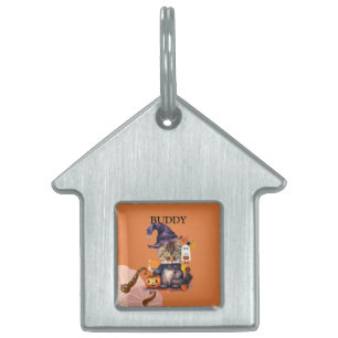 Personalised  Cute Dog/Cat in Halloween costume Pet ID Tag