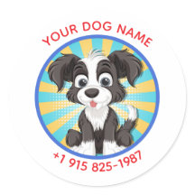 Personalised Cute Dog Design Custom Pet Name&Phone