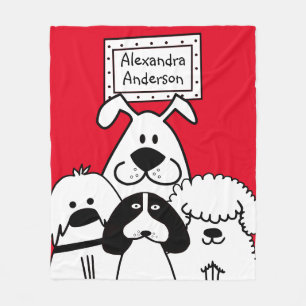 Personalised Cute Dog Doodle Fleece Blanket