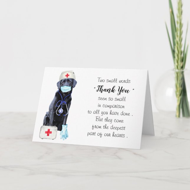 Personalised Cute Dog Medical Doctor Nurse Thank You Card (Front)