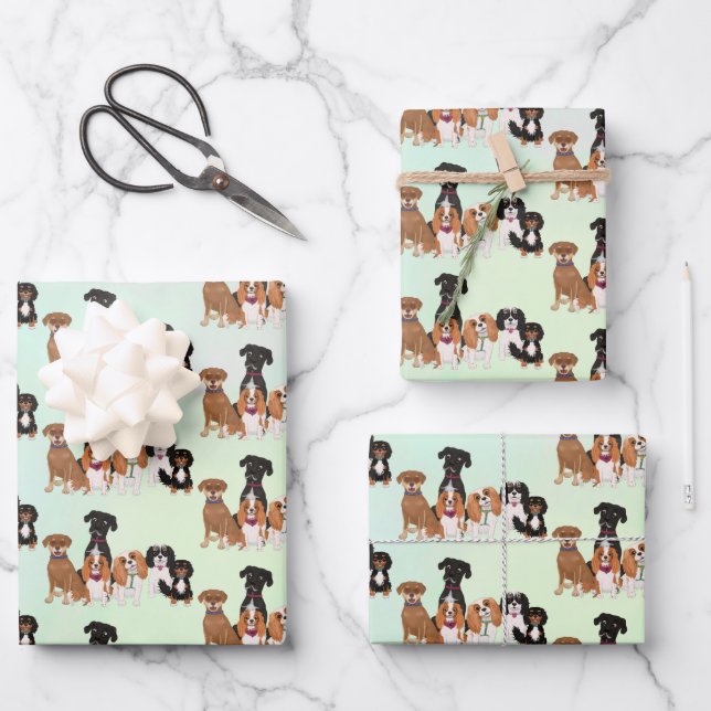 Personalised Cute Dog   Poster Wrapping Paper Sheet (Front)