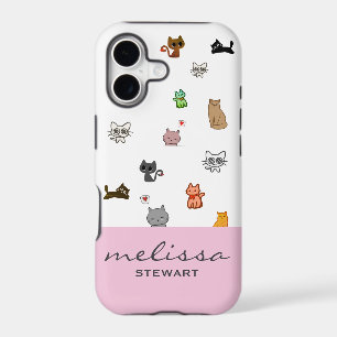 Personalised cute doodle cats kawaii iphone case