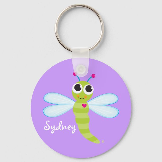 Personalised Cute Dragonfly Keychain (Front)