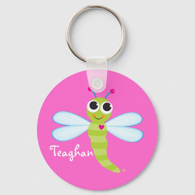 Personalised Cute Dragonfly Keychain - Personalise (Front)