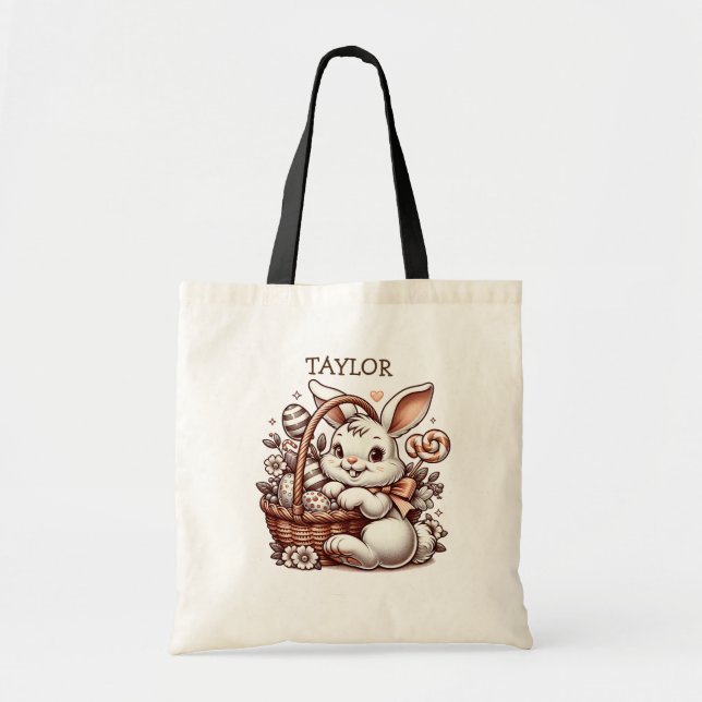 Personalised Cute Easter Bunny  Tote Bag (Front)