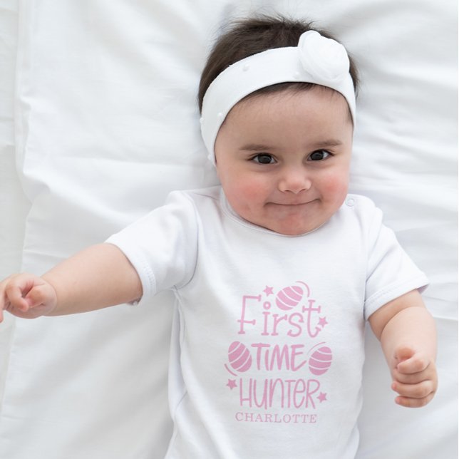 Personalised Cute Easter First Time Egg Hunter Baby Bodysuit (Personalized Cute Easter First Time Egg Hunter Baby Bodysuit)