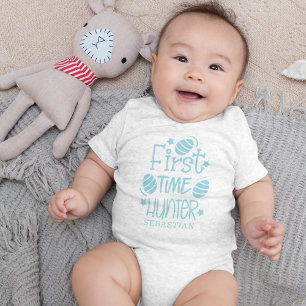 Personalised Cute Easter First Time Egg Hunter  Baby Bodysuit