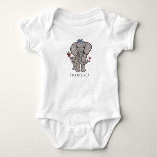 Personalised Cute Elephant and Baby Bodysuit