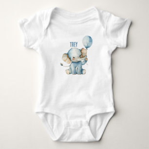 Personalised Cute Elephant Balloon Baby Bodysuit