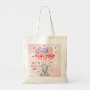 Personalised Cute Elephant Custom Text Gift  Tote Bag