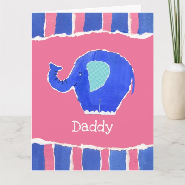 Personalised Cute Elephant Father's Day Card (Front)