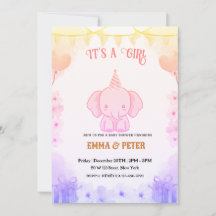 Personalised Cute Elephant Pink Baby Shower