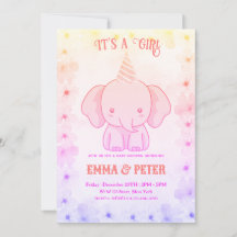 Personalised Cute Elephant Pink Baby Shower