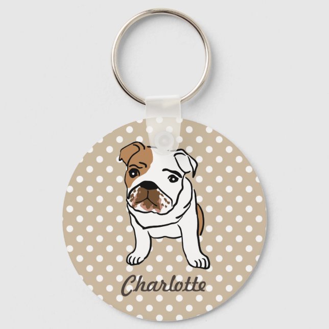 Personalised Cute English Bulldog Key Ring (Front)