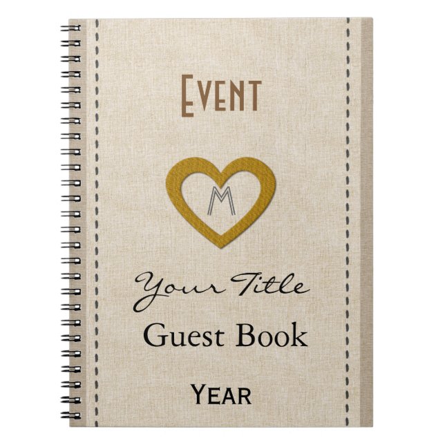 Personalised Cute Event Year Gold Heart Guest Book (Front)