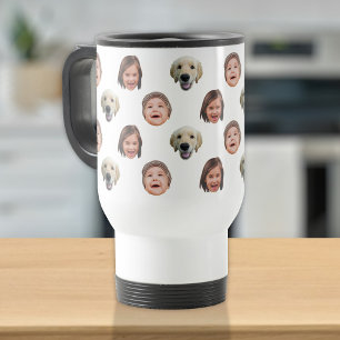 Personalised Cute Face 3 Photos Travel Mug