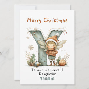 Personalised Cute Fairy Christmas Card To Daughter
