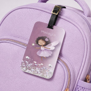 Personalised Cute Fairy Purple Girls Luggage Tag