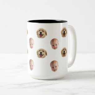 Personalised Cute Family Face 2 Photos Mug