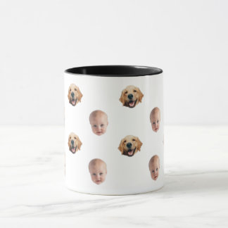 Personalised Cute Family Face 2 Photos Mug