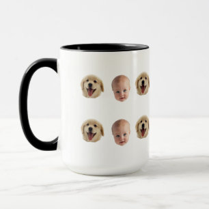Personalised Cute Family Face 2 Photos Mug