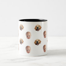 Personalised Cute Family Face 2 Photos Mug