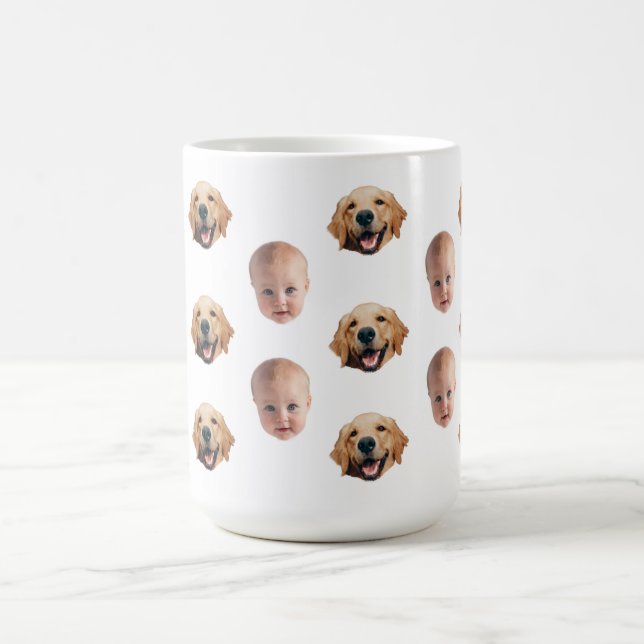 Personalised Cute Family Face 2 Photos Mug (Center)