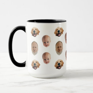 Personalised Cute Family Face 3 Photos Mug