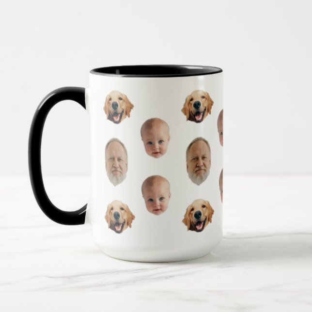 Personalised Cute Family Face 3 Photos Mug (Left)