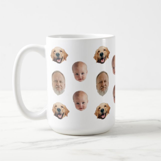 Personalised Cute Family Face 3 Photos Mug (Left)