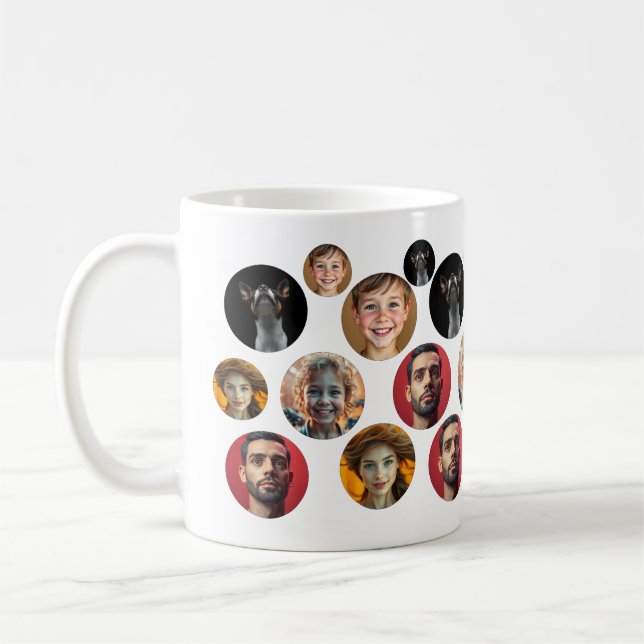 Personalised Cute Family Face 5 Photos Coffee Mug (Left)