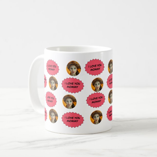 Personalised Cute Family Face 5 Photos Coffee Mug (Front Left)