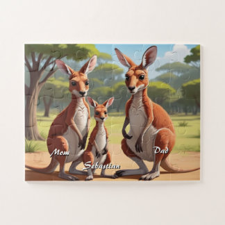 Personalised Cute Family Kangaroo Jigsaw Puzzle