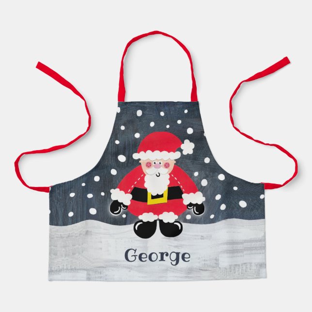 Personalised Cute Father Christmas Santa Claus Apron (Front)
